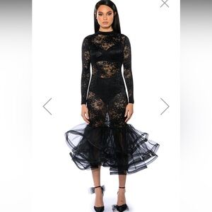Beautiful black lace sheer mermaid dress
